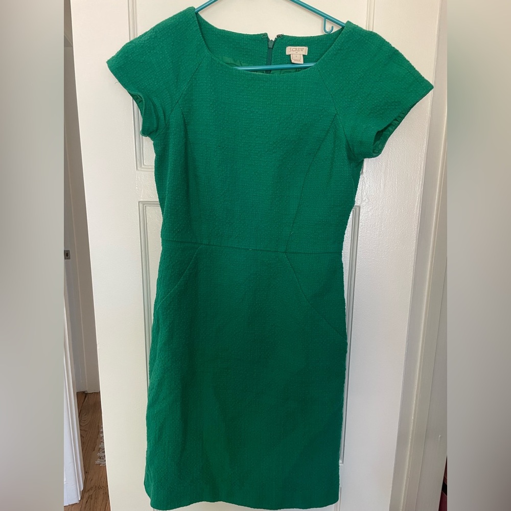 J. Crew Emerald Green Tweed Suit Dress - Size 2